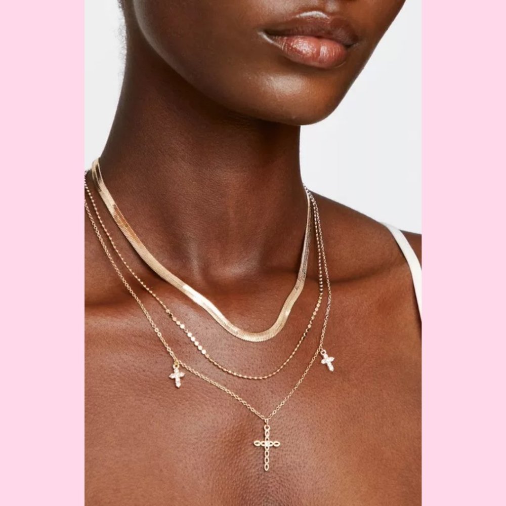 NWT Chain And Cross Detail Custom Necklace